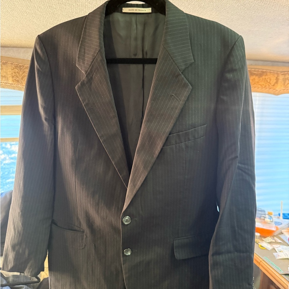 Vintage Yves Saint Laurent Navy Pinstripe Suit Jacket